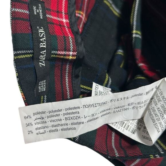 J. Crew & Zara Basics Red and Black Tartan Plaid Turtleneck Matching Ankle Pants - Picture 11 of 12